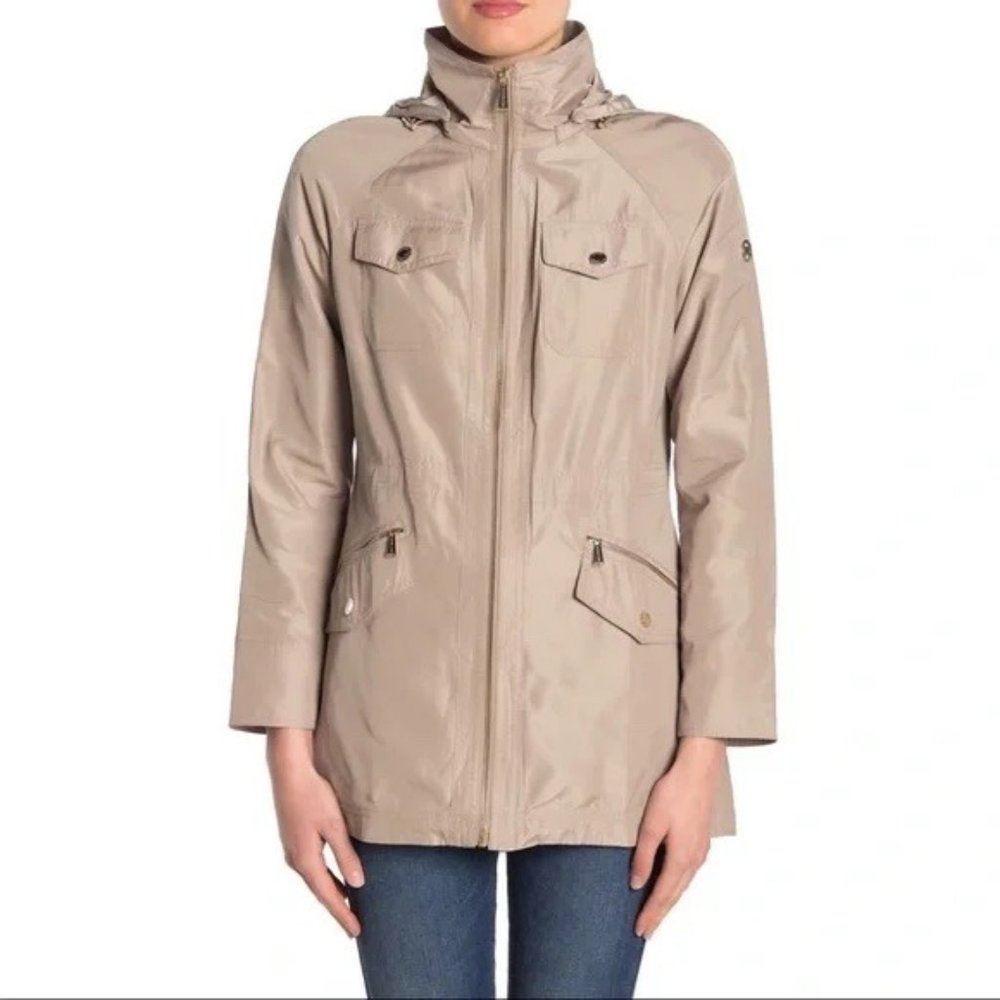 Michael Kors Drawstring Waist Hooded Anorak Jacket Coat